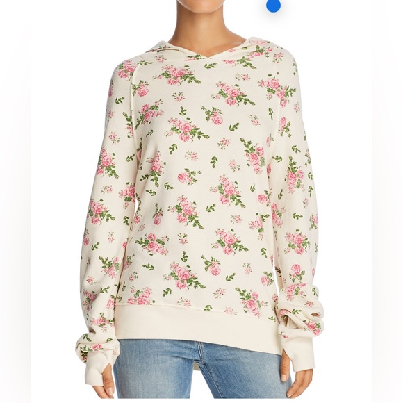 Pam & Gela Sweaters - Pam & Gela Floral Print Hooded Sweatshirt size P / XS